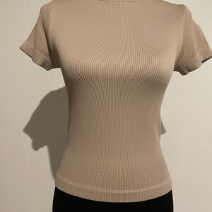 Old Navy Beige Ribbed Short Sleeve Top, NWT